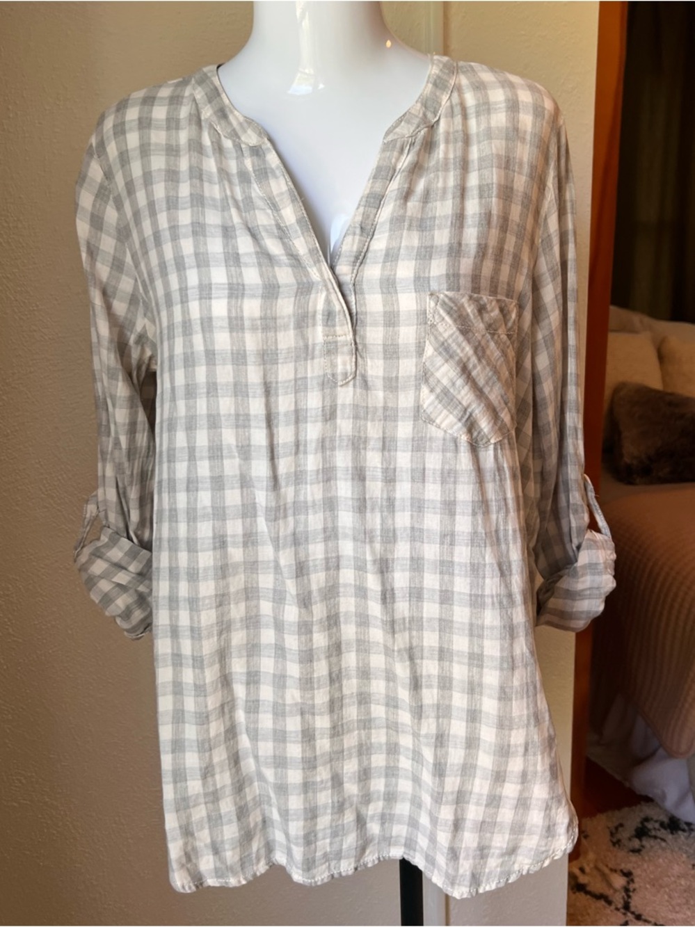 Lou & Grey Gingham Print Top